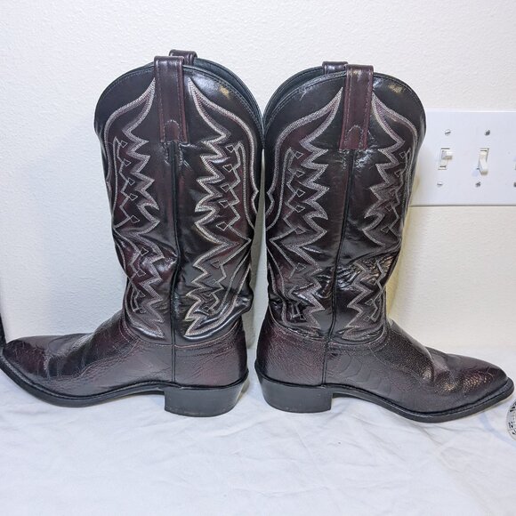 J Chisholm Great Condition Vintage Men's 8.5D Black Cherry Ostrich Leg Hide - Picture 1 of 13